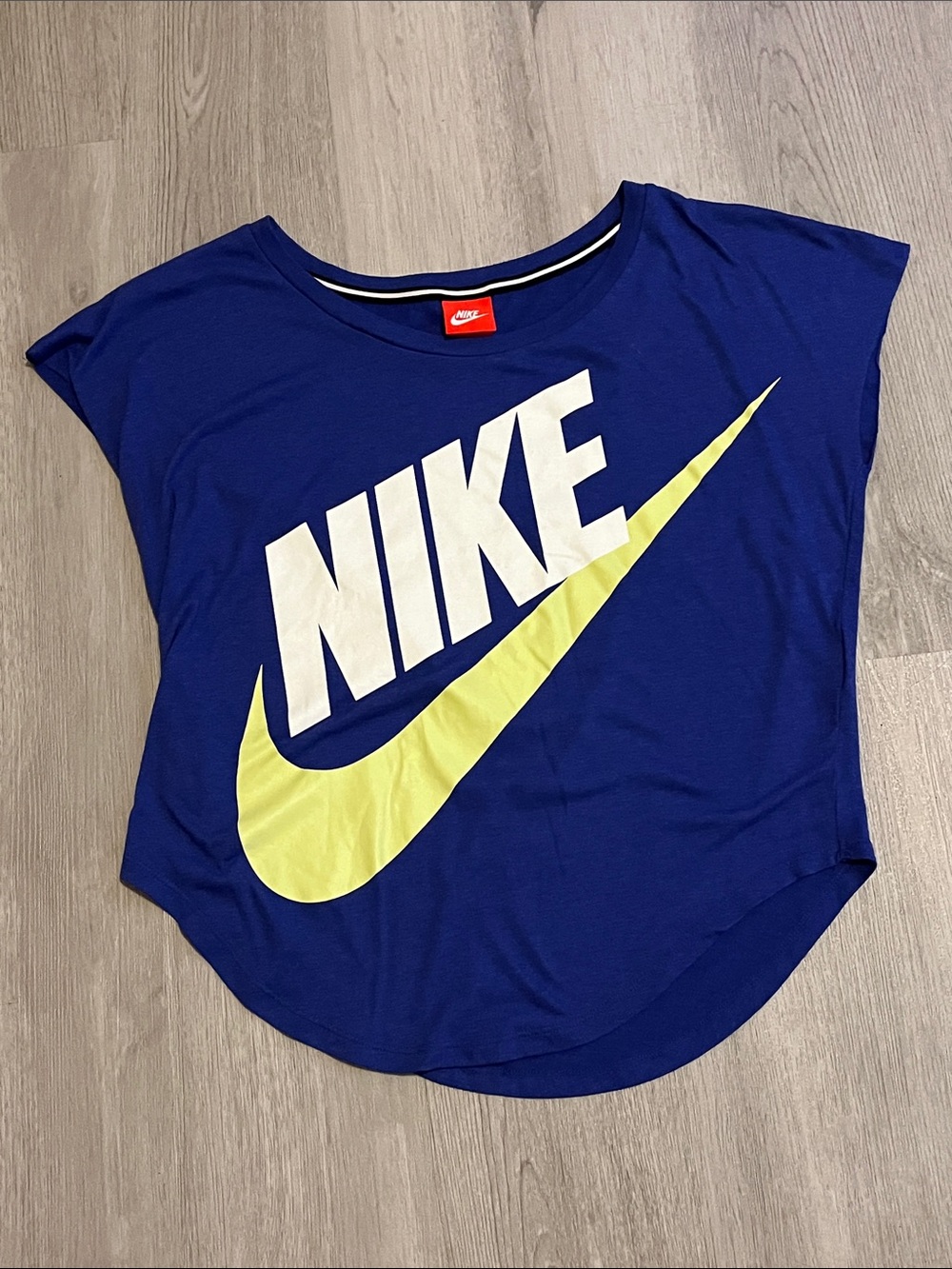 Nike Women's Royal Blue Tee with Yellow Swoosh